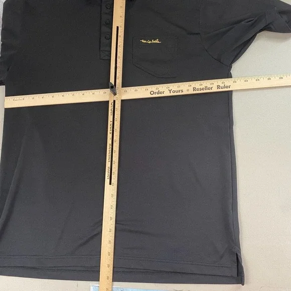 Travis Mathew Polo Shirt Mens Large Winged Solid Black Logo Pocket Short Sleeve - Picture 6 of 14